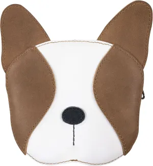 TACO DOG, French Bulldog-Shaped Wallet, Handbag, Coin Pouch, Travel Case, Carry-On Bag for Pet Lovers, Full Grain Leather, Handmade, Single Malt Mahogany