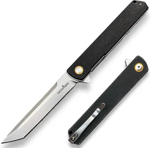 TACTICAL GEARZ EDC Pocket Folding Knife, Micarta Handle, D2 Steel Tanto Blade (Virgo)