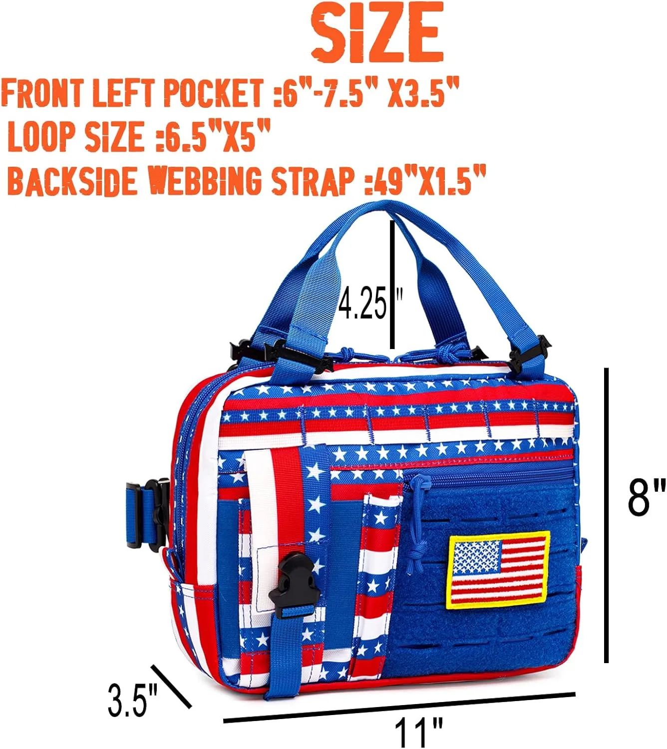 Tactical Molle Admin Pouch of Laser Cut Design,Medical EMT Organizer with Phone Pouch,EDC EMT Pack IFAK Tool Holder with US Patch (Large RedBlueStar-Include Accessories)