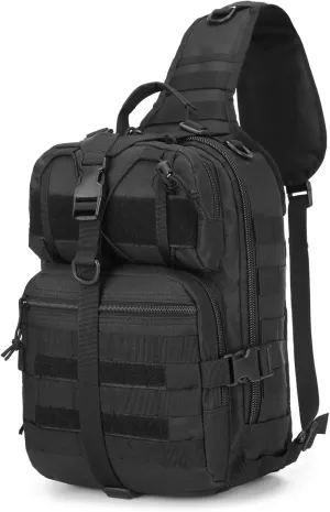Tactical Sling Backpack, Military Rover Shoulder Pack, EDC Molle Assault Range Bag for Men (Black)