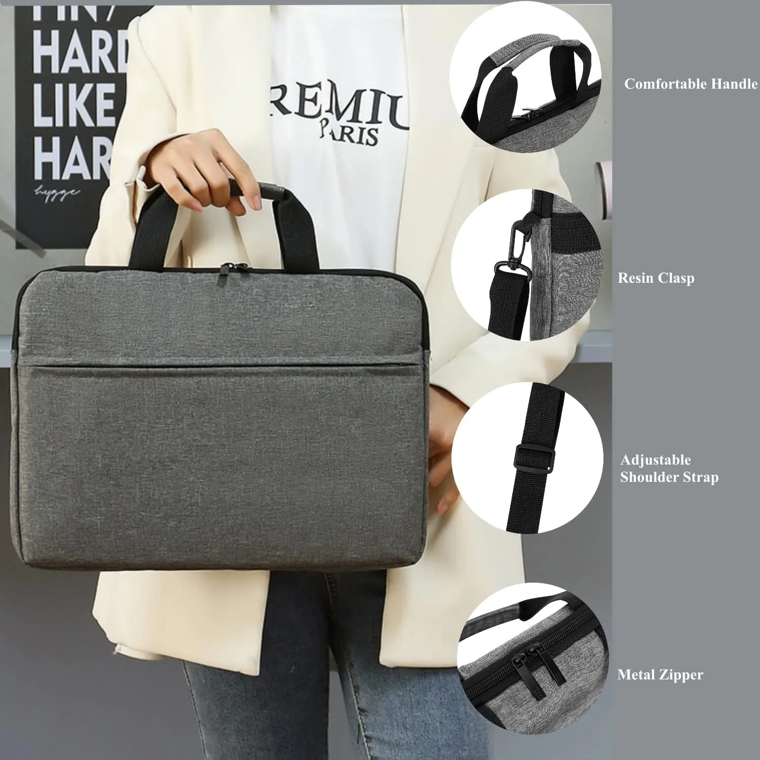 TANGBOLIBO Laptop Sleeve Case 15.6 inch Grey - Slim Case with Pockets for MacBook Pro, Dell Inspiron, HP Pavilion and More - Ideal for Students Professionals and Travelers …