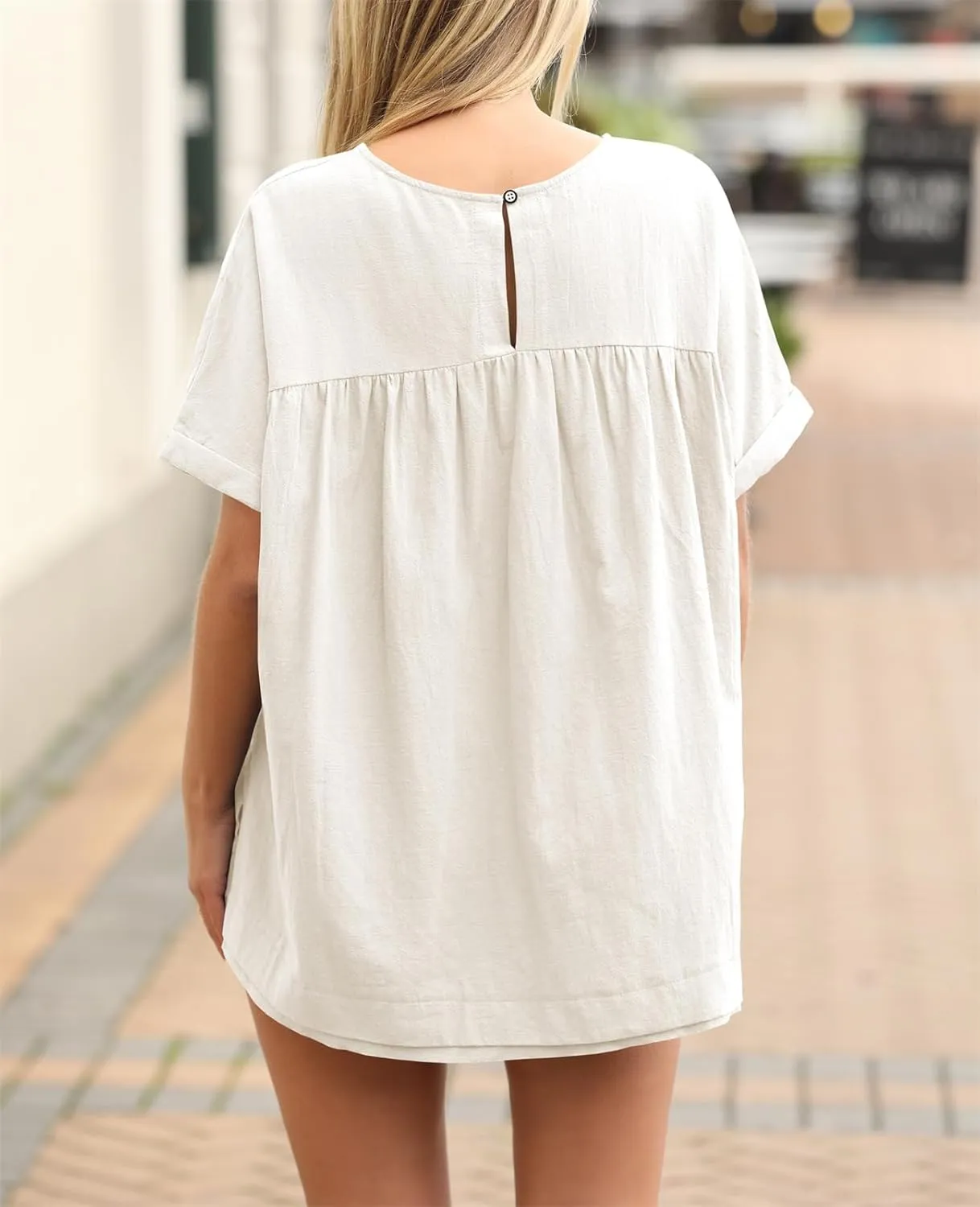 Tankaneo Womens Summer Babydoll Tops Casual Loose Fit Peplum Oversized Tunic Shirts