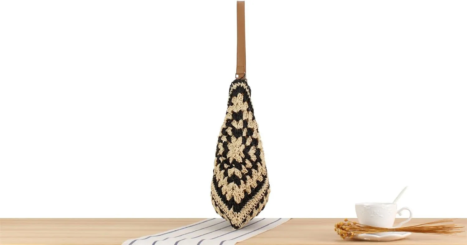 Teeya Straw Crossbody Bag Women Weave Shoulder Bag Round Summer Beach Purse and Handbags