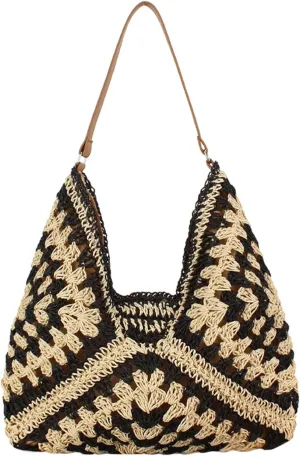 Teeya Straw Crossbody Bag Women Weave Shoulder Bag Round Summer Beach Purse and Handbags