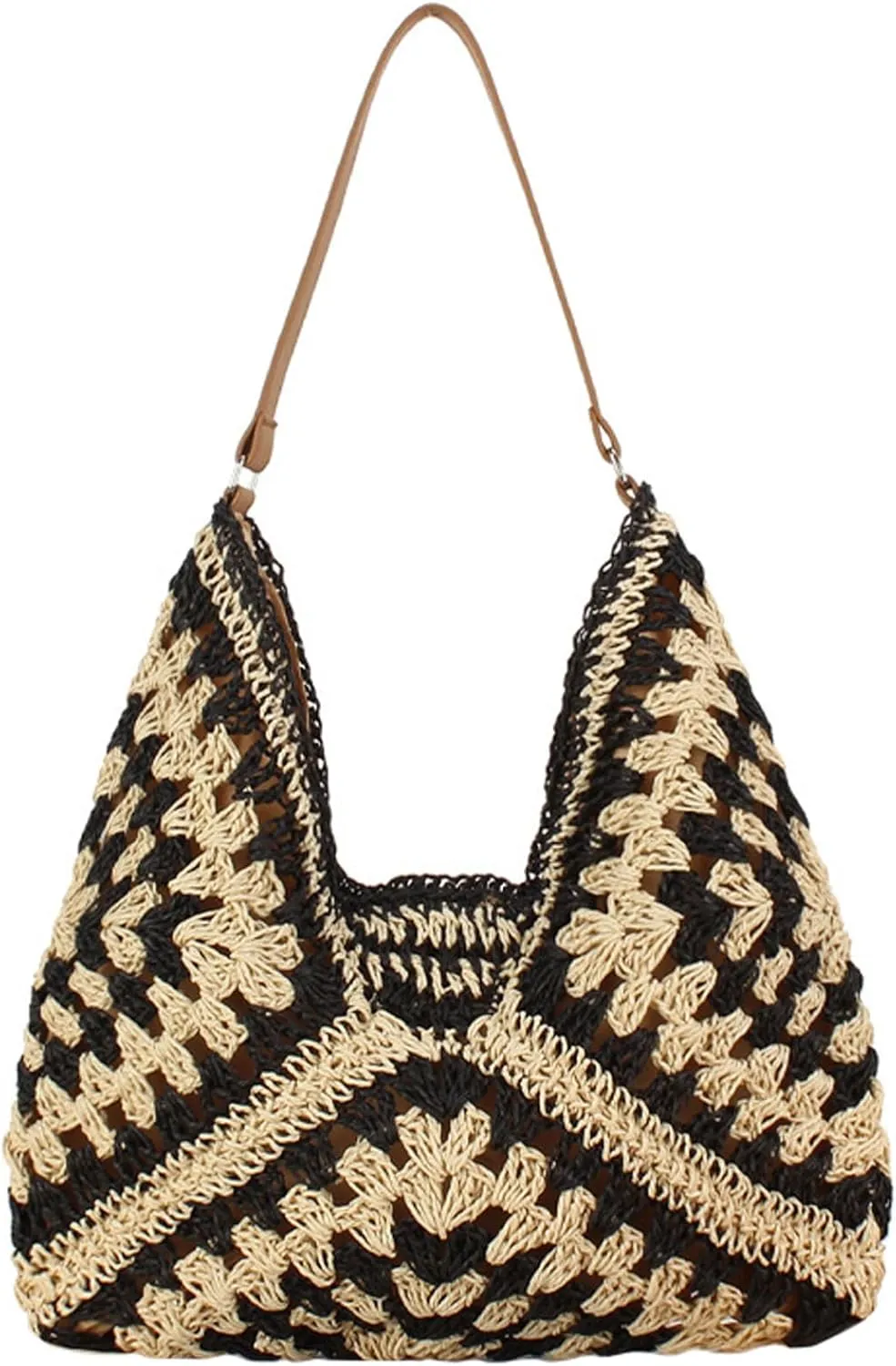 Teeya Straw Crossbody Bag Women Weave Shoulder Bag Round Summer Beach Purse and Handbags