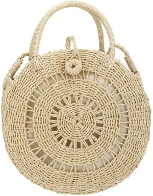 Teeya Straw Crossbody Bag Women Weave Shoulder Bag Round Summer Beach Purse and Handbags