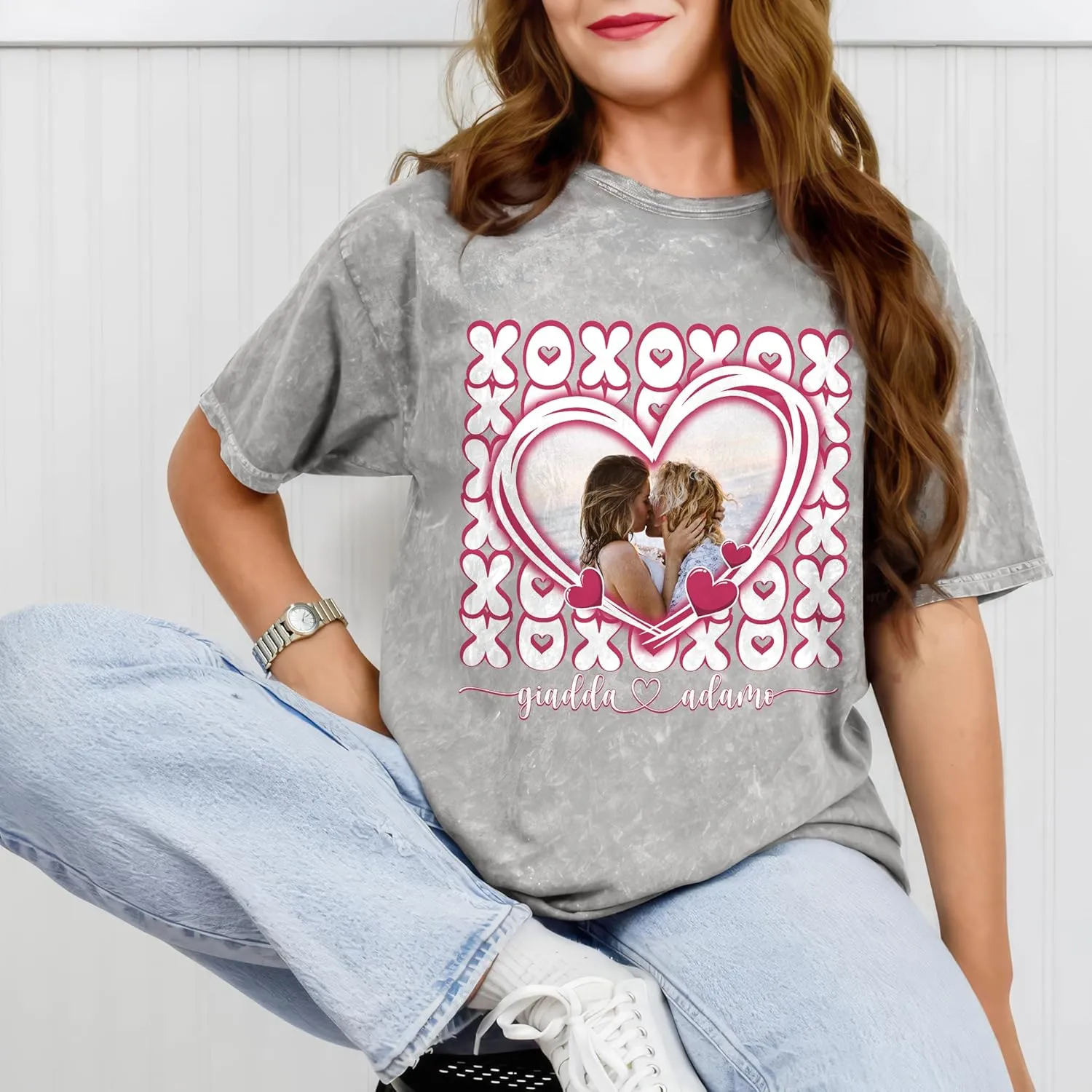 Tehg & Tuhg Custom Your Photo T Shirts Bootleg Tee Rap for Girlfriend Boyfriend, Custom Face Shirt Gifts for Him Her Birthday
