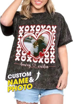 Tehg & Tuhg Custom Your Photo T Shirts Bootleg Tee Rap for Girlfriend Boyfriend, Custom Face Shirt Gifts for Him Her Birthday