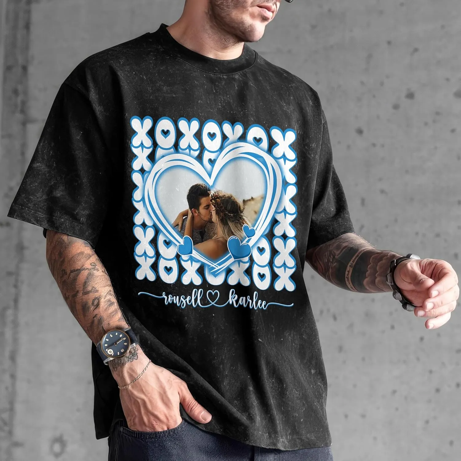 Tehg & Tuhg Custom Your Photo T Shirts Bootleg Tee Rap for Girlfriend Boyfriend, Custom Face Shirt Gifts for Him Her Birthday