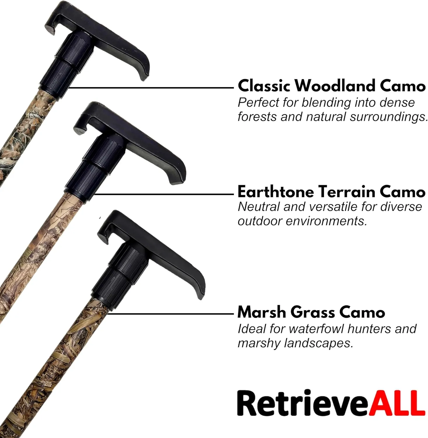Telescoping Cargo Tool/Multi-Use Cargo Retriever/Extendable Reaching Aid/Reacher/Grabber - Marsh Grass Camo
