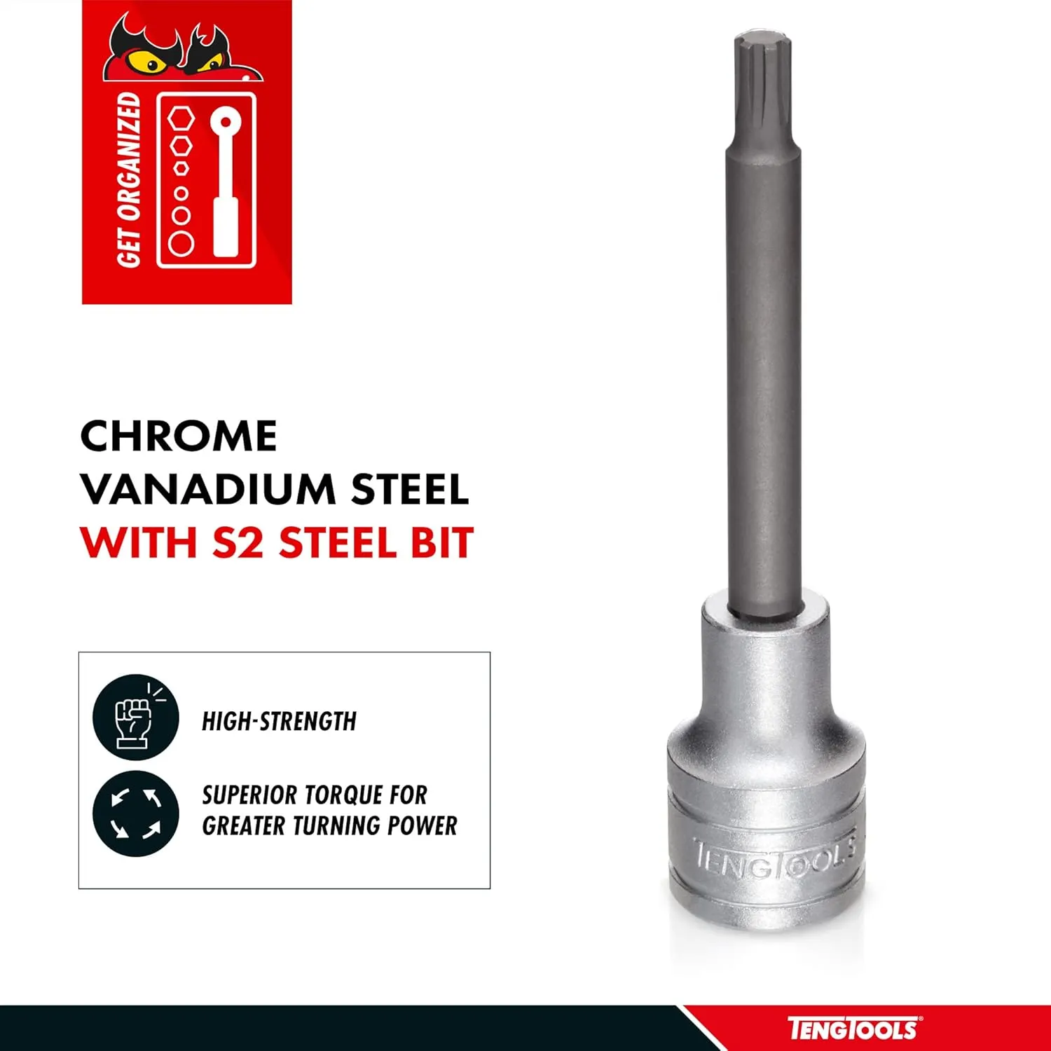 Teng Tools M11 1/2 Inch Drive Ribe Multi Spline Chrome Vanadium Socket | Mechanic Tool | Hand Tool - M122711-C