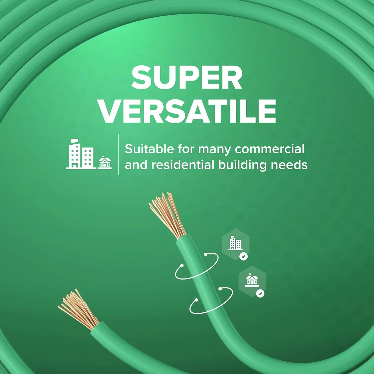 THE CIMPLE CO 100 Feet (30 Meter) - Insulated Stranded Copper THHN/THWN Wire - 14 AWG, Made in The USA, Residential, Commercial, Industrial, Grounding, Electrical Rated for 600 Volts - in Green