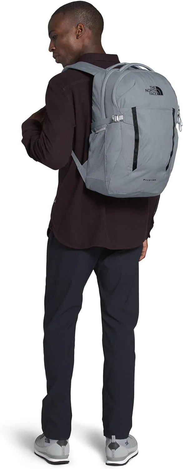 THE NORTH FACE Pivoter Everyday Laptop Backpack, Mid Grey Dark Heather/TNF Black, One Size