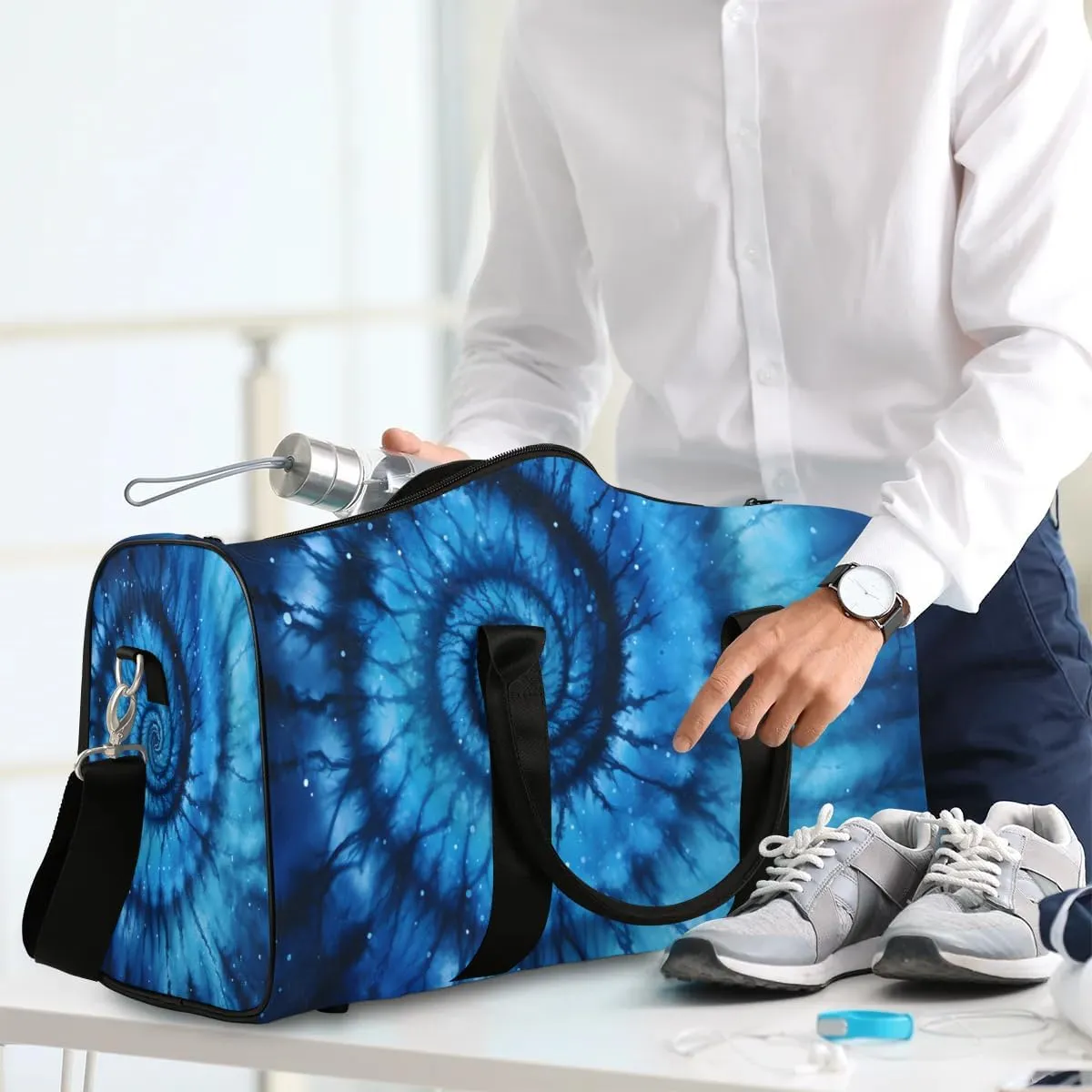 Tie Dye Travel Duffel Bag for Women Men Waterproof Foldable Overnight Weekender Bag Large Capacity Sports Gym Bag