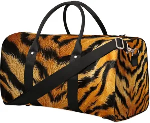 Tiger Skin Travel Duffel Bag for Women Men Waterproof Foldable Overnight Weekender Bag Large Capacity Sports Gym Bag