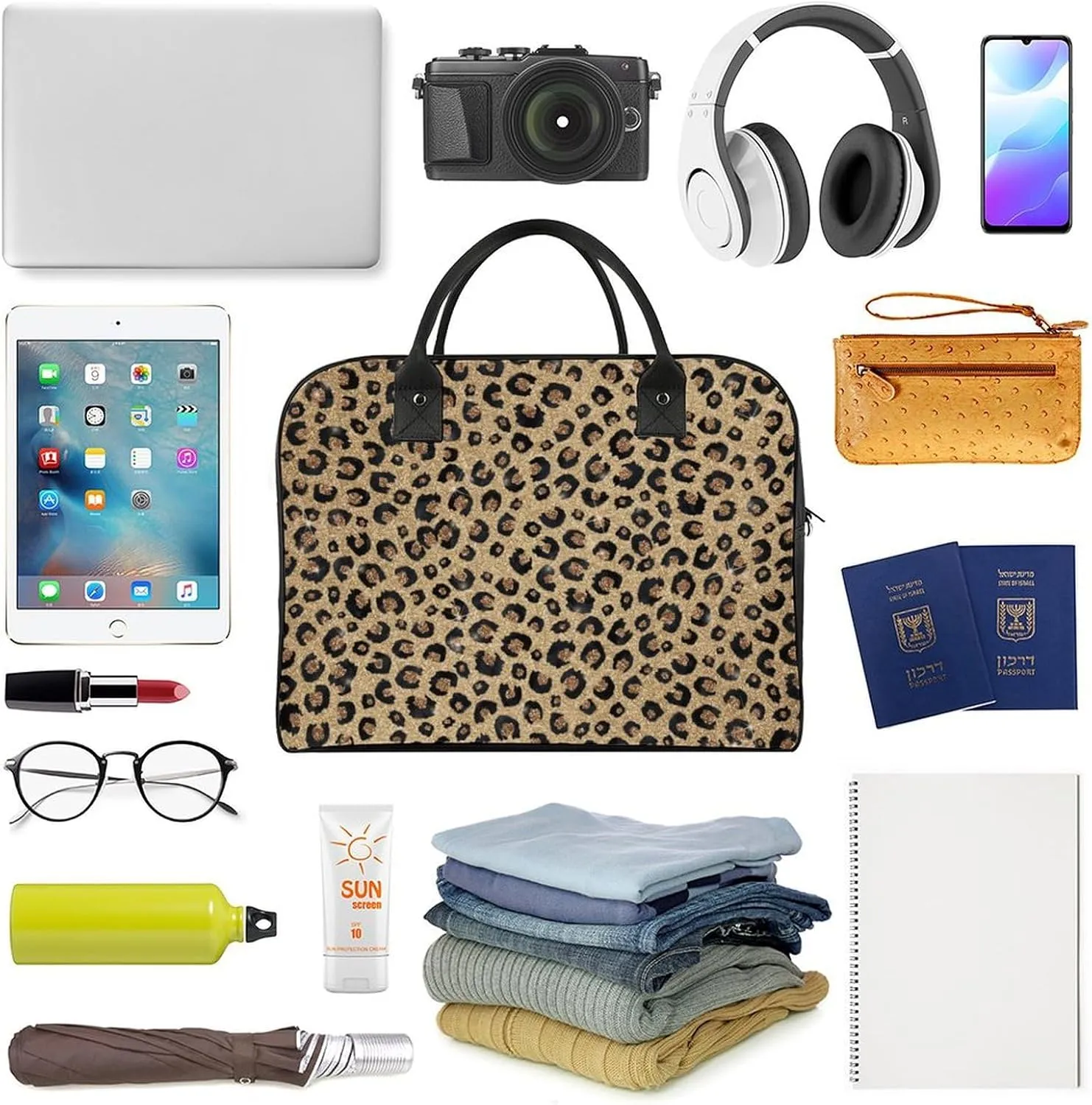 TigerPrint Fashionable Large Capacity Travel Handbag Unisex