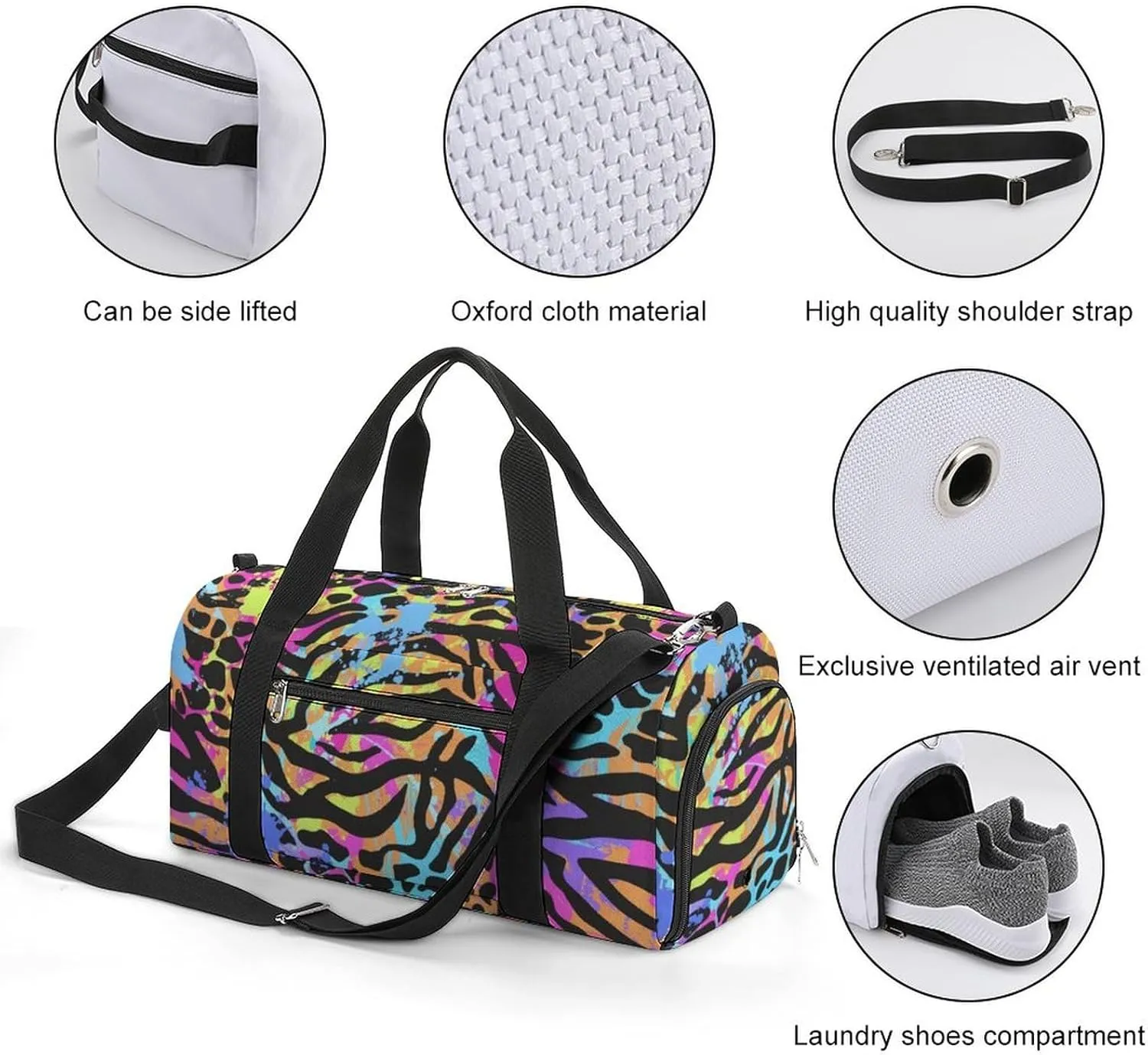 TigerPrint Portable Large Capacity Fully Printed Fitness Bag Unisex