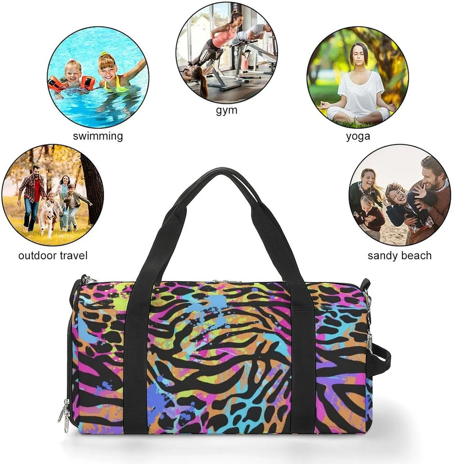 TigerPrint Portable Large Capacity Fully Printed Fitness Bag Unisex