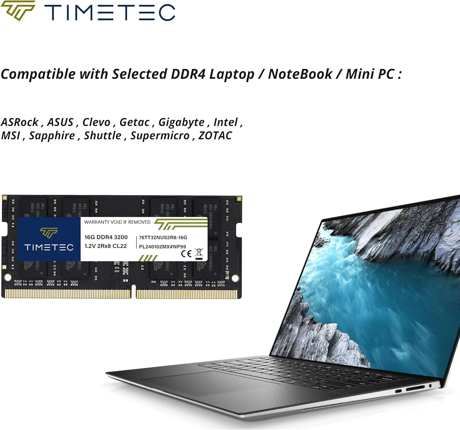 Timetec 160GB KIT(10x16GB) DDR4 3200MHz (or 2933MHz or 2666MHz) PC4-25600 Non-ECC Unbuffered 1.2V CL22 2Rx8 Dual Rank 260 Pin SODIMM Laptop Notebook PC Computer Memory RAM Module Upgrade