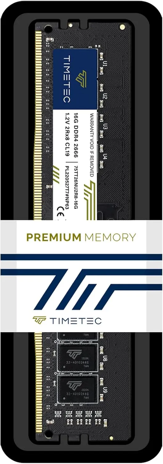 Timetec 16GB DDR4 2666MHz PC4-21300 Non-ECC Unbuffered 1.2V CL19 2Rx8 Dual Rank 288 Pin UDIMM Desktop Memory RAM Module Upgrade (16GB)