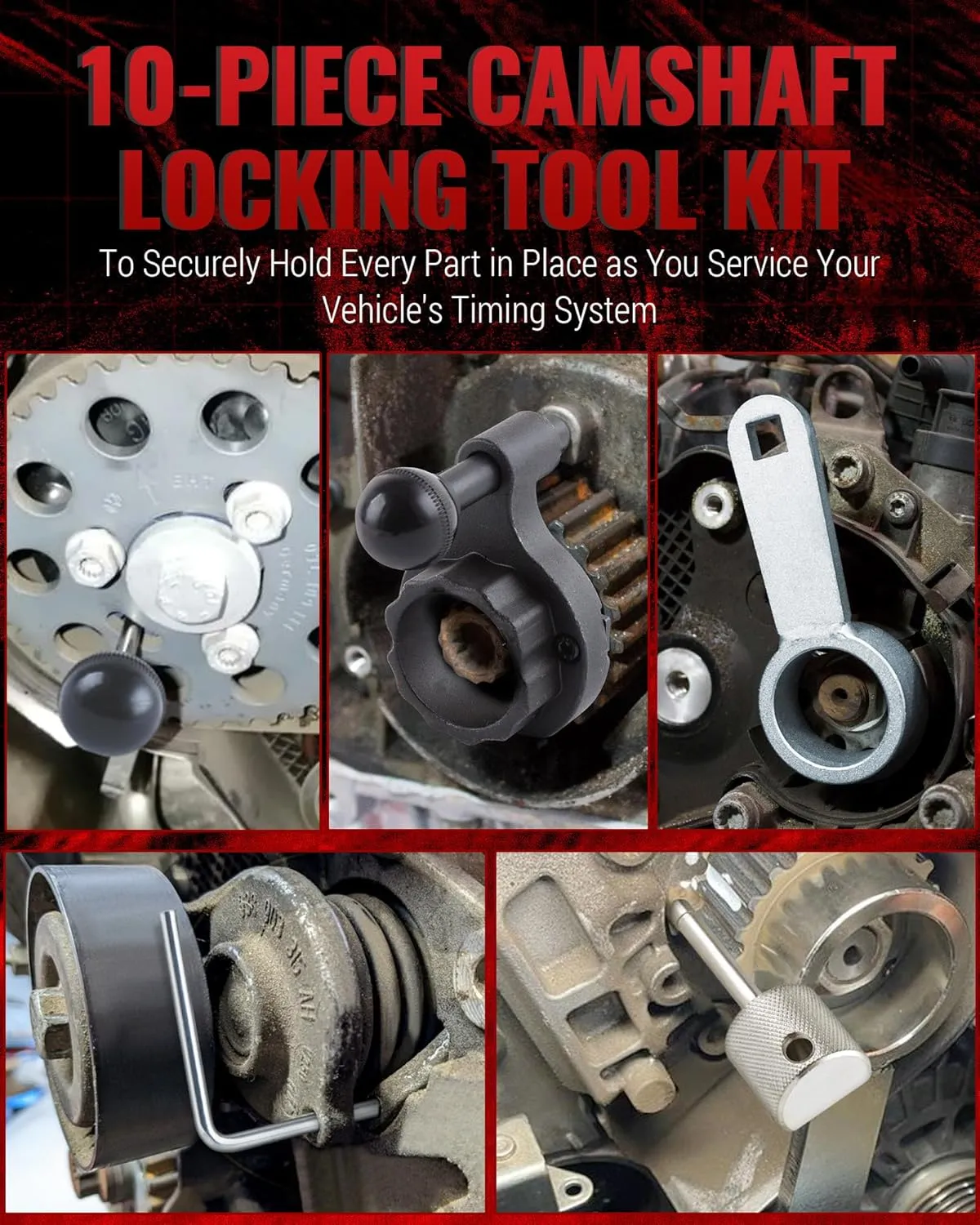 Timing Tool Kit Compatible with VW Audi Tiguan SEAT Skoda 1.4 1.6 2.0 TDI CR, Camshaft & Crankshaft Timing Locking Tool Kit Replace T10264 T10265 T10060A 3359 T10051 T10490 T10492