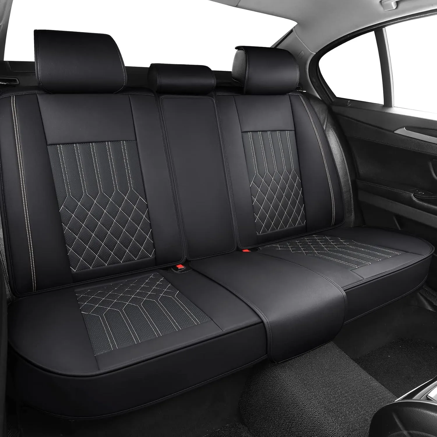 Tomatoman Airbag Compatible Leatherette Seat Covers for Infiniti Q60 Waterproof Dustproof Easy Clean Car Seat Protectors Interior Accessories(Full Set/Black Gold)