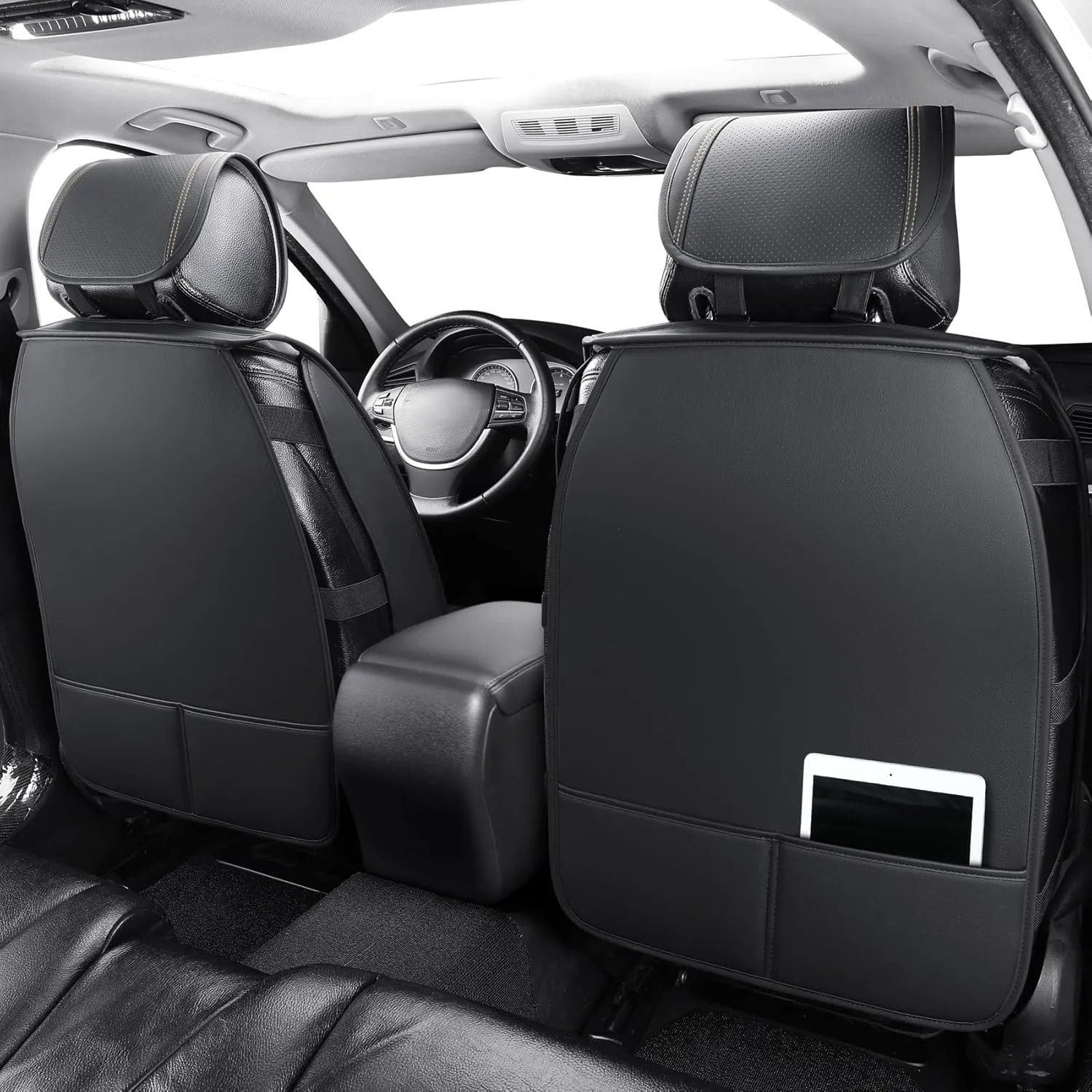 Tomatoman Airbag Compatible Leatherette Seat Covers for Infiniti Q60 Waterproof Dustproof Easy Clean Car Seat Protectors Interior Accessories(Full Set/Black Gold)