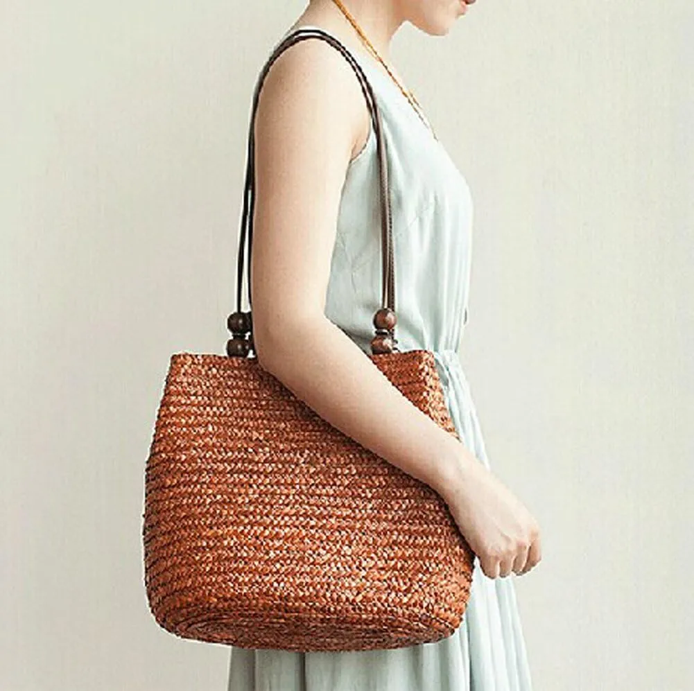 TONWHAR European Style Straw Bag Purse Woven Summer Beach Tote for women