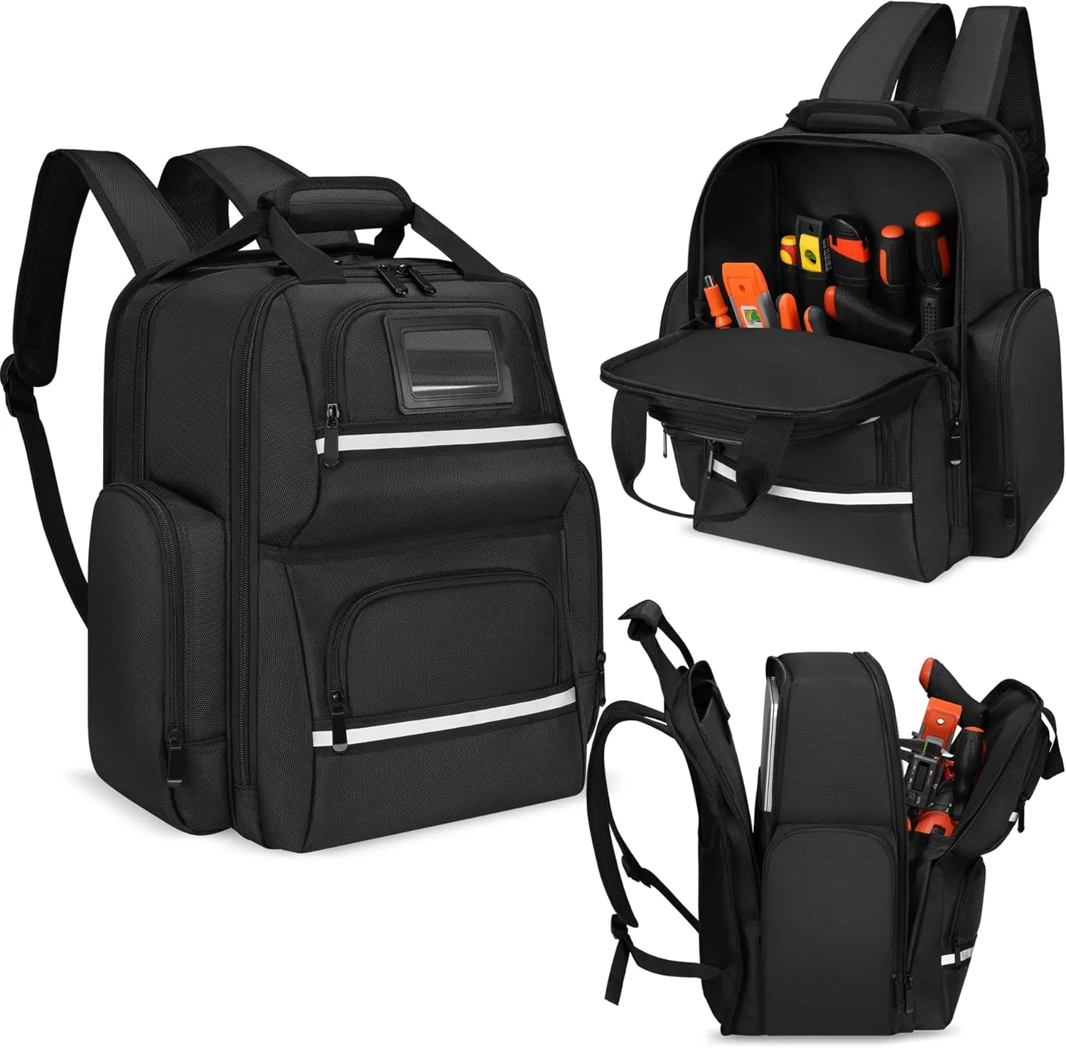 Tool Backpack Organizer Heavy Duty Tool Storage Organizer with Non-slip Bottom, Tool Storage Organizer Bag with Adjustable Strap, Toolbox Organization for Various Instrument Electrician, Repairman