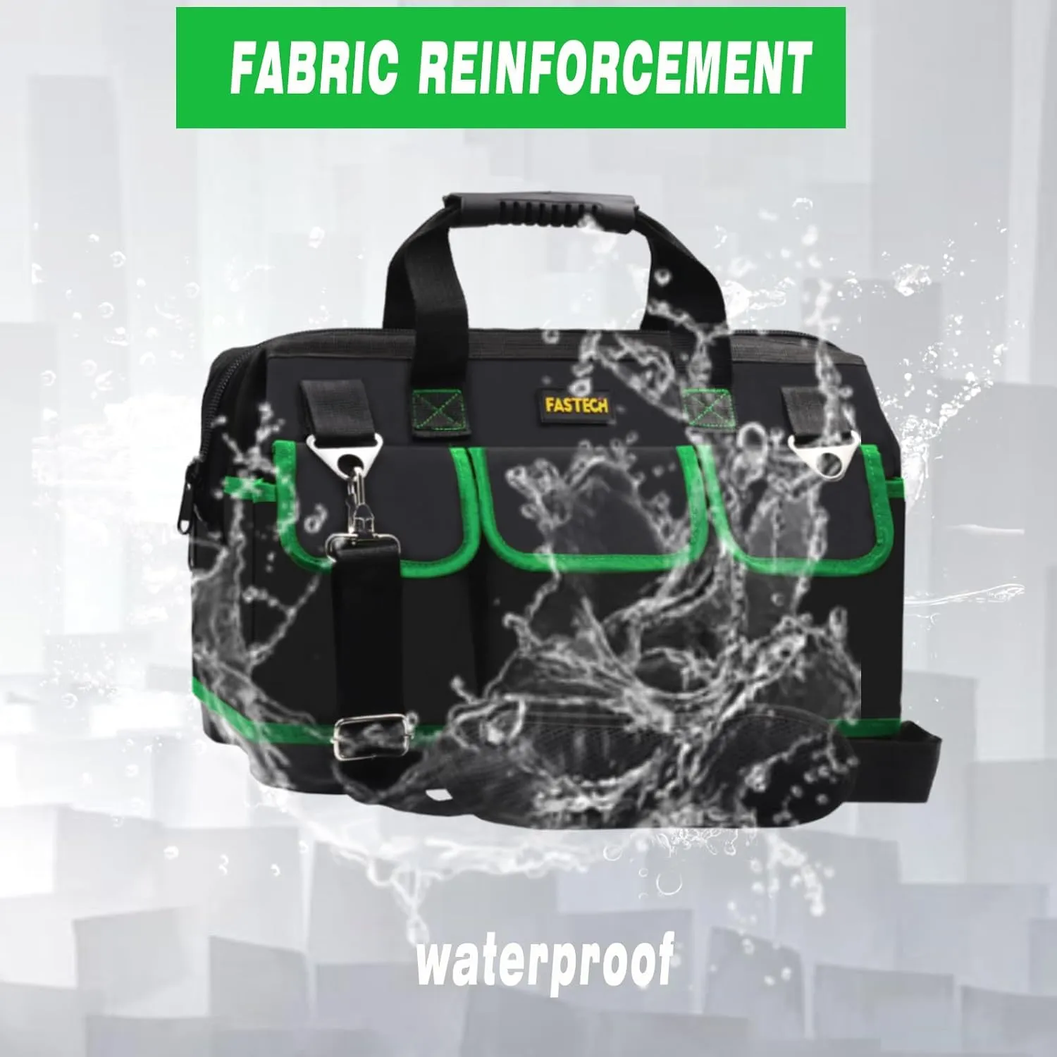Tool Bag 15 Inch, Heavy Duty Tools Bag, Waterproof Tool Bag, Small Tool Organizer Bag, Tool Kit For Tool Storage, Wide Mouth Tool Tote For Men And Woman (Green15IN)