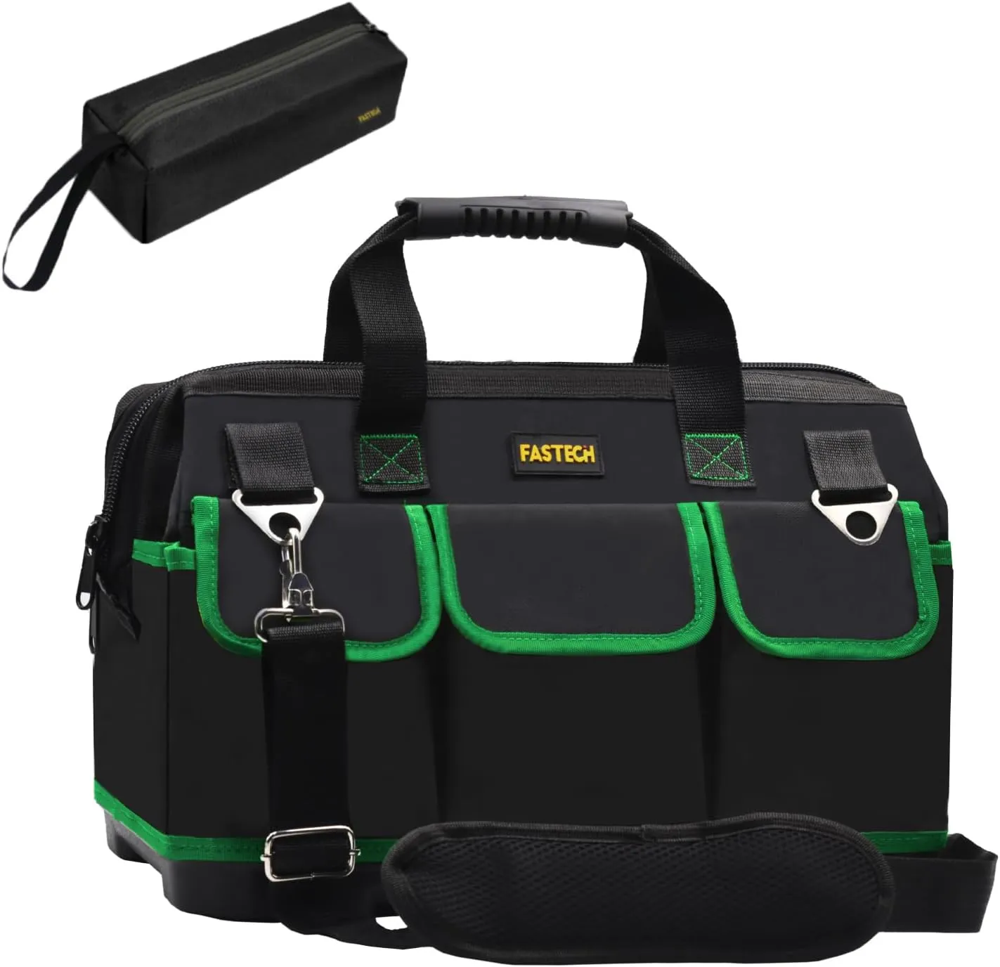 Tool Bag 15 Inch, Heavy Duty Tools Bag, Waterproof Tool Bag, Small Tool Organizer Bag, Tool Kit For Tool Storage, Wide Mouth Tool Tote For Men And Woman (Green15IN)