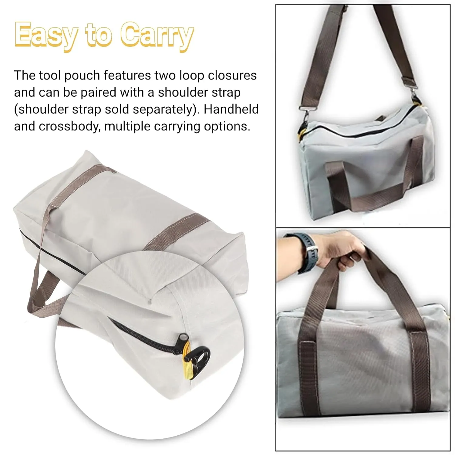 Tool Bag, Large Capacity Storage, Wear Resistant, Portable and Universal, Professionals Choice, Convenient Wide Mouth for Auto Repair, Woodworking, Technicians (20in)