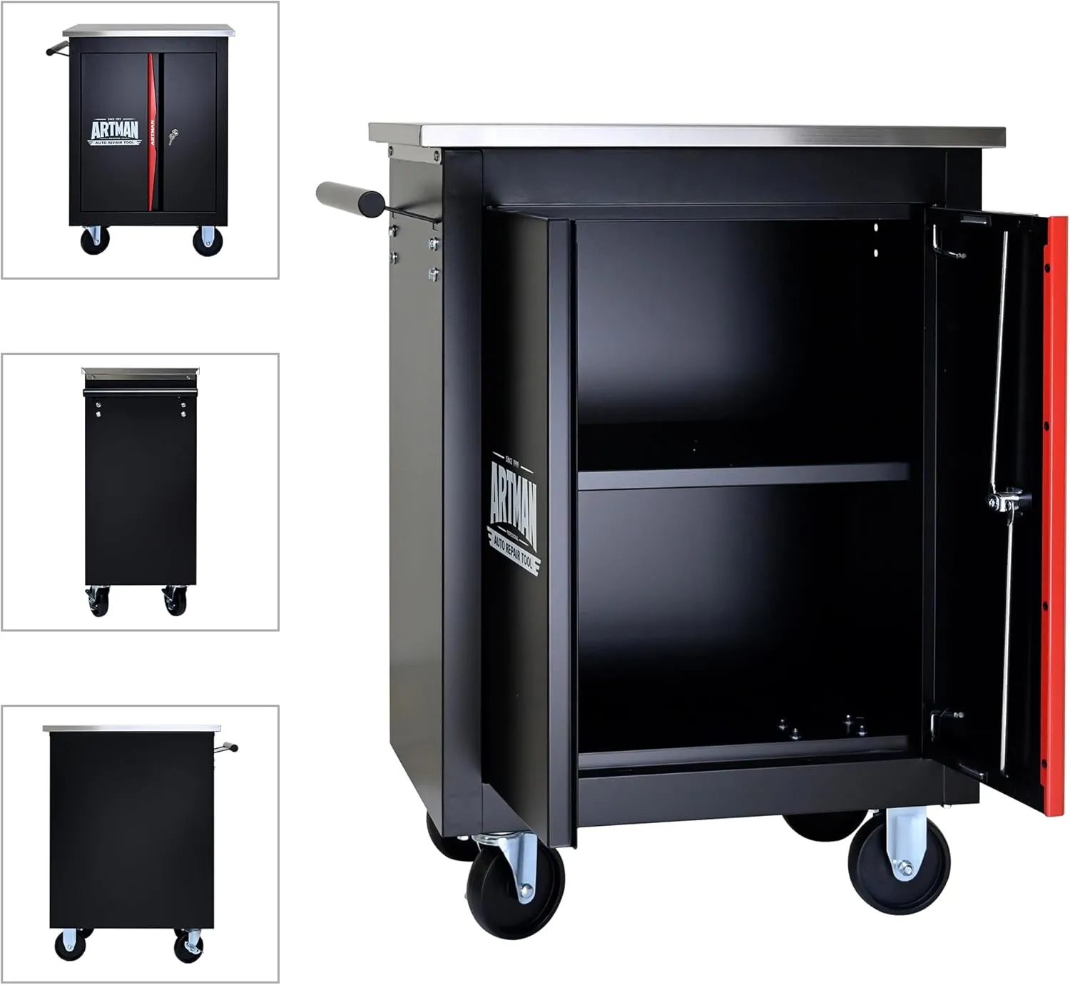 Tool Chest with Wheels, Double-Door Metal Tool Box, Rolling Tool Cart with Extra 7 Tool Storage Boxes, Tool Chest Workbench Tool Storage Cabinet for Garage Workshop Repair Shop