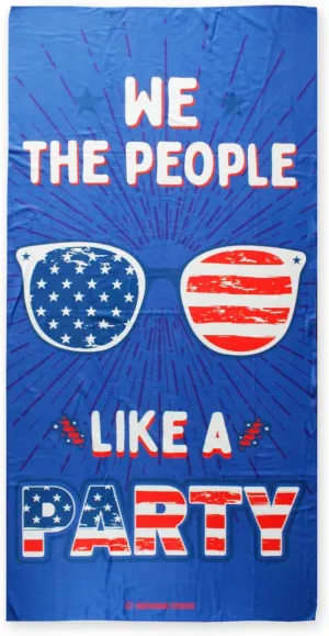 Toothsome Studios We The People Like A Party 31.5" x 63" Patriotic Oversized Microfiber Beach Towel USA America Quick Dry Pool Travel Cruise Camping Essentials (WeThePeople)