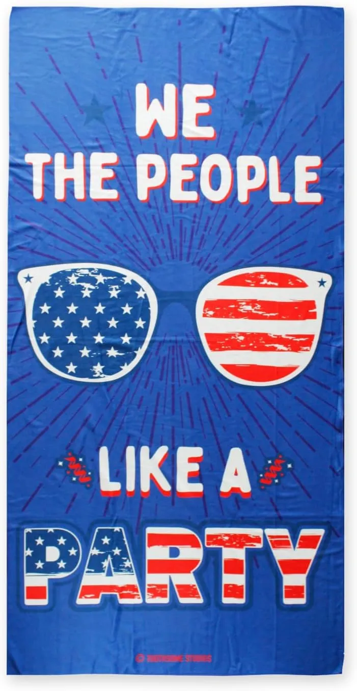 Toothsome Studios We The People Like A Party 31.5" x 63" Patriotic Oversized Microfiber Beach Towel USA America Quick Dry Pool Travel Cruise Camping Essentials (WeThePeople)