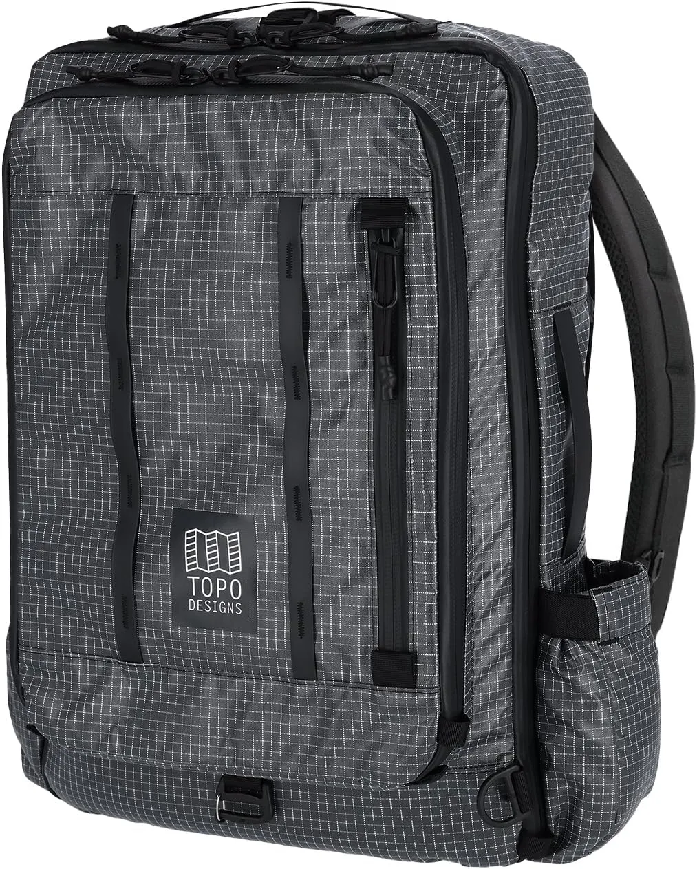 Topo Designs Global Travel Bag 30-40 Liter - Carry-on Compliant Versatile Pack, 3 Carry Options, External Laptop Sleeve (Eco-Friendly, 30L, Apex Black)