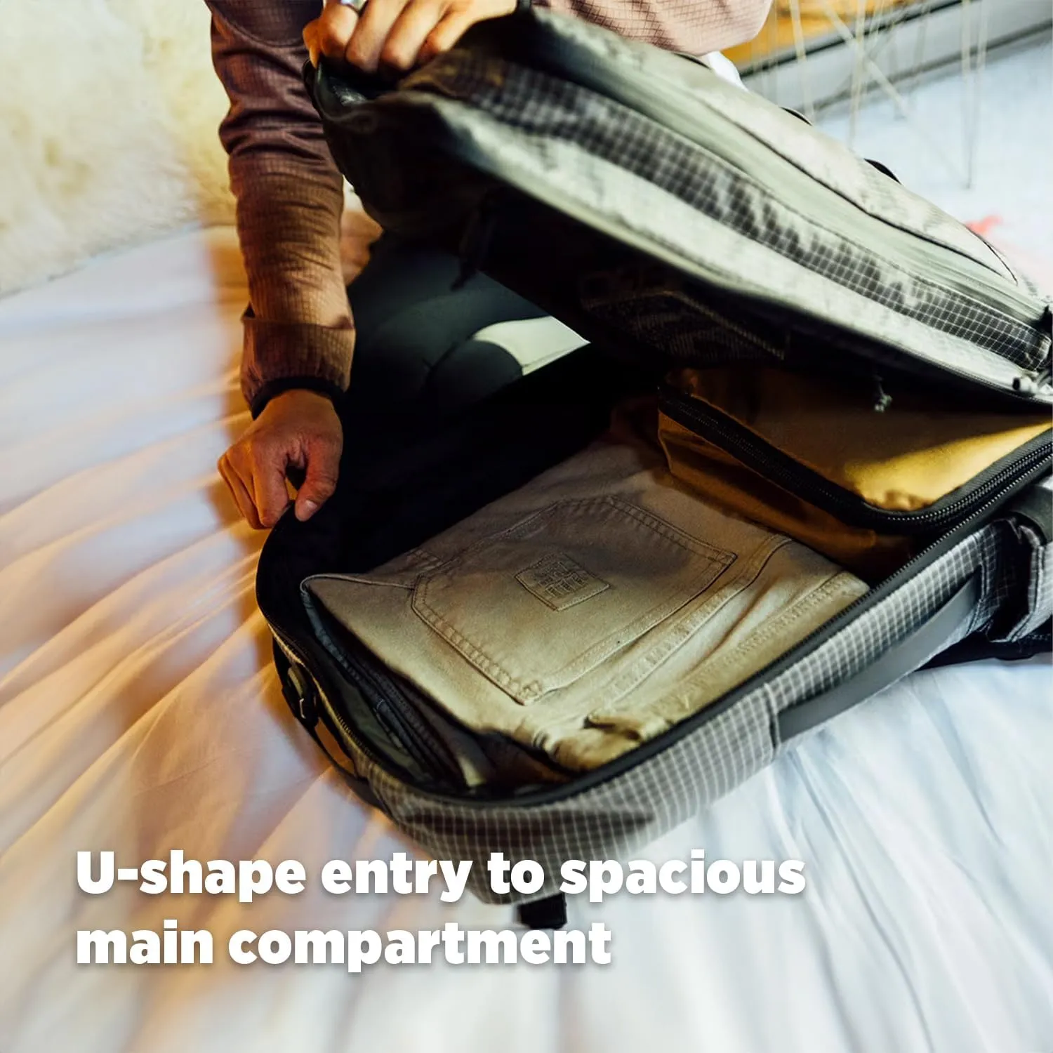 Topo Designs Global Travel Bag 30-40 Liter - Carry-on Compliant Versatile Pack, 3 Carry Options, External Laptop Sleeve (Eco-Friendly, 30L, Apex Black)
