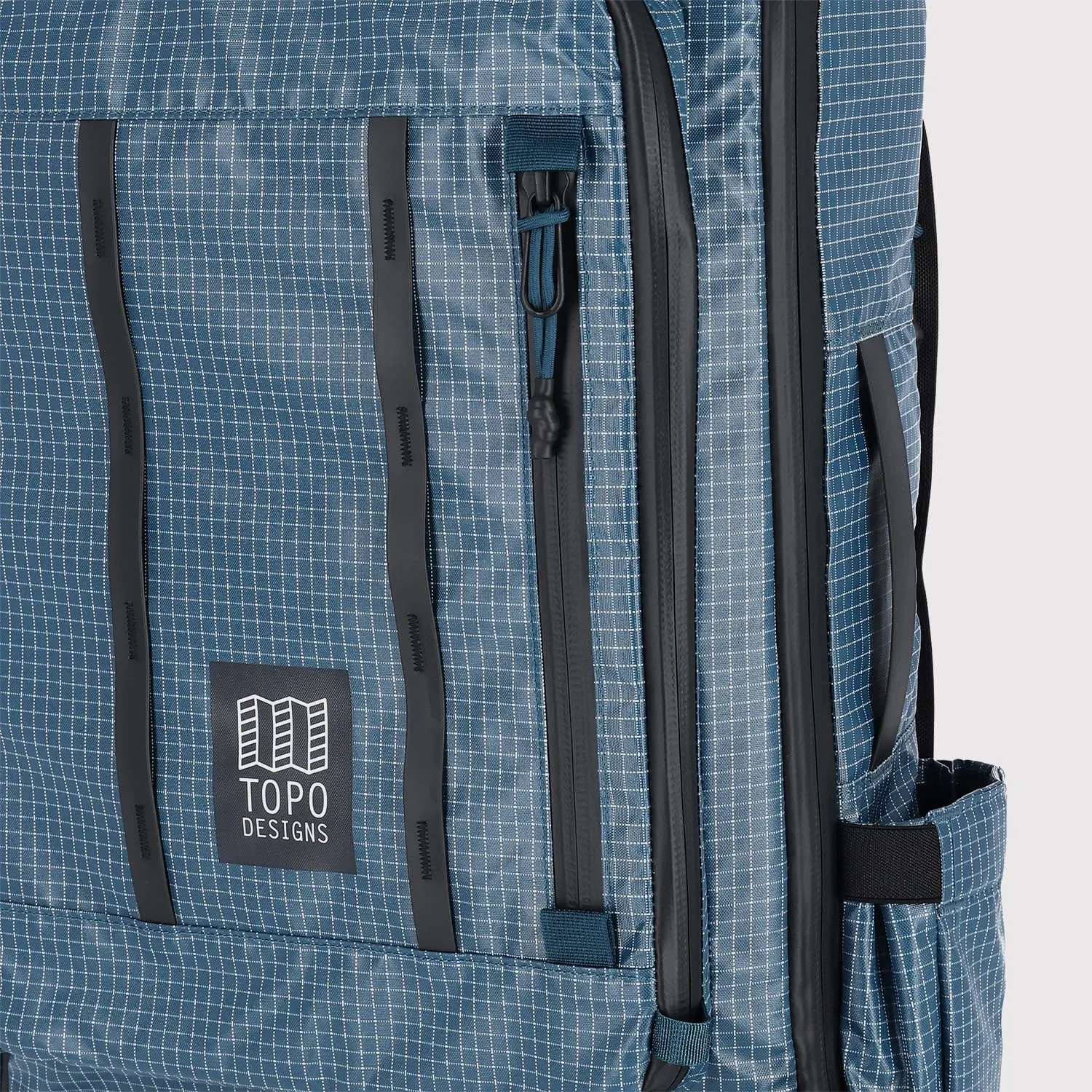 Topo Designs Global Travel Bag 30-40 Liter - Carry-on Compliant Versatile Pack, 3 Carry Options, External Laptop Sleeve (Eco-Friendly, 30L, Apex Pond Blue)