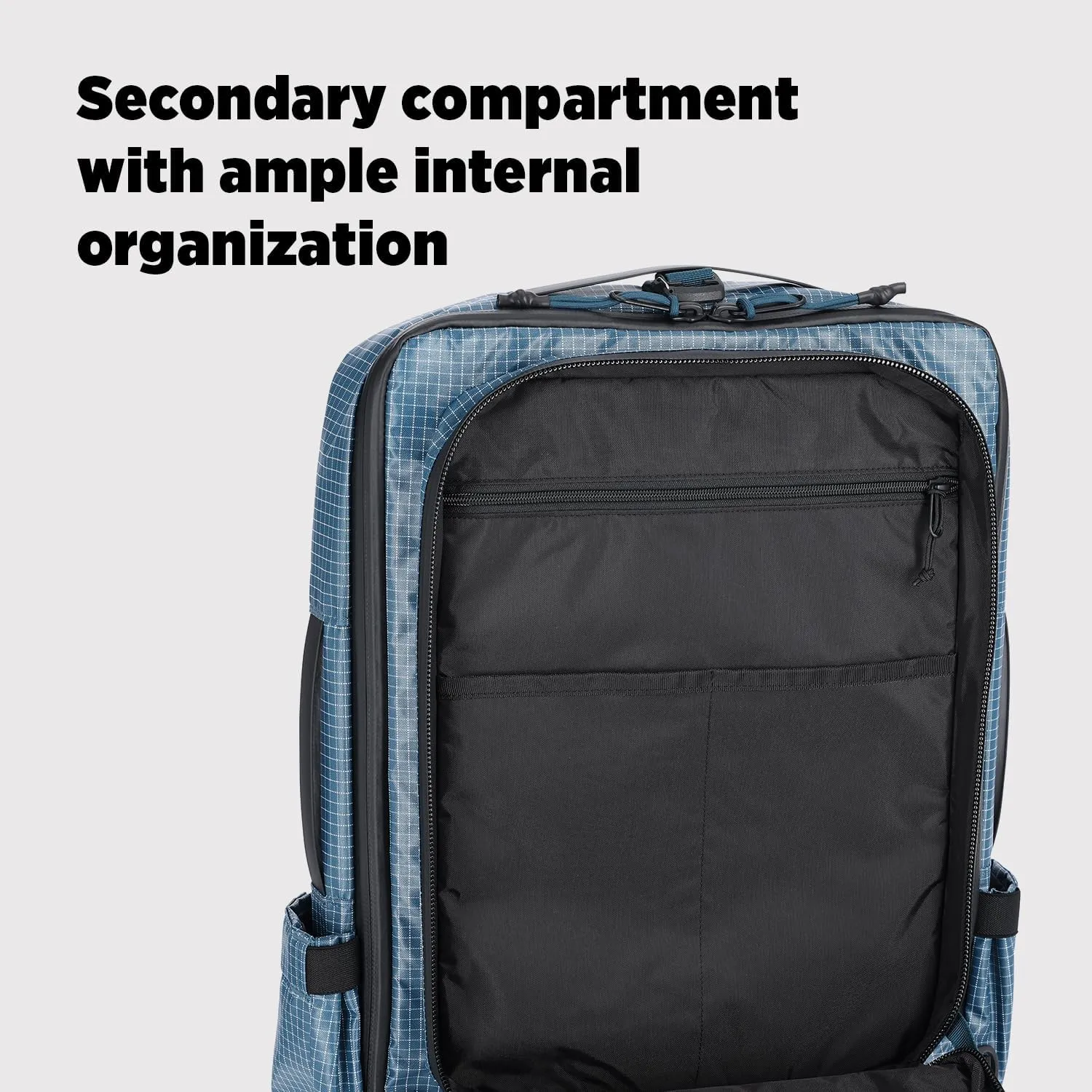 Topo Designs Global Travel Bag 30-40 Liter - Carry-on Compliant Versatile Pack, 3 Carry Options, External Laptop Sleeve (Eco-Friendly, 30L, Apex Pond Blue)