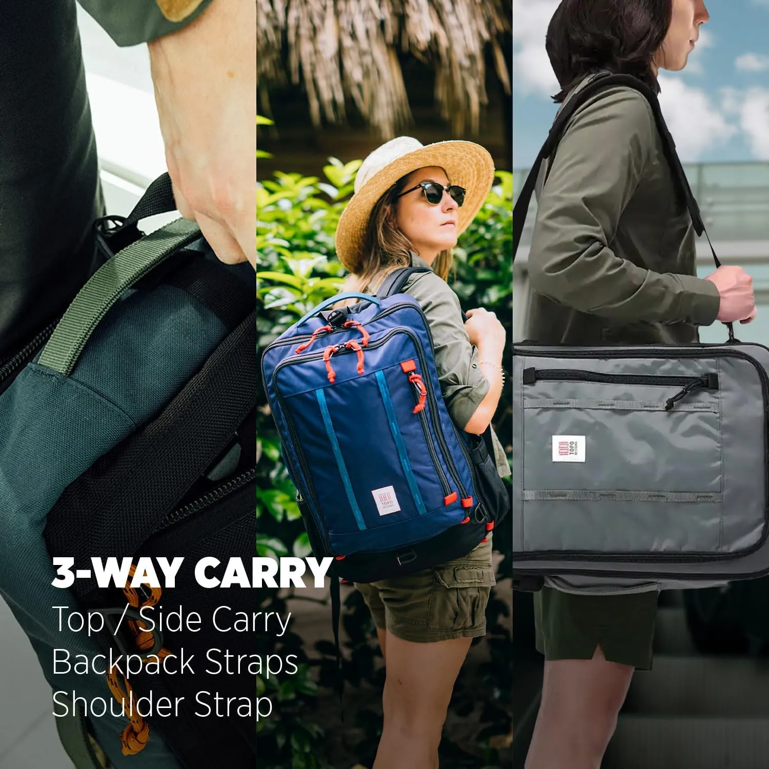 Topo Designs Global Travel Bag 30-40 Liter - Carry-on Compliant Versatile Pack, 3 Carry Options, External Laptop Sleeve (Eco-Friendly, 30L, Pine)