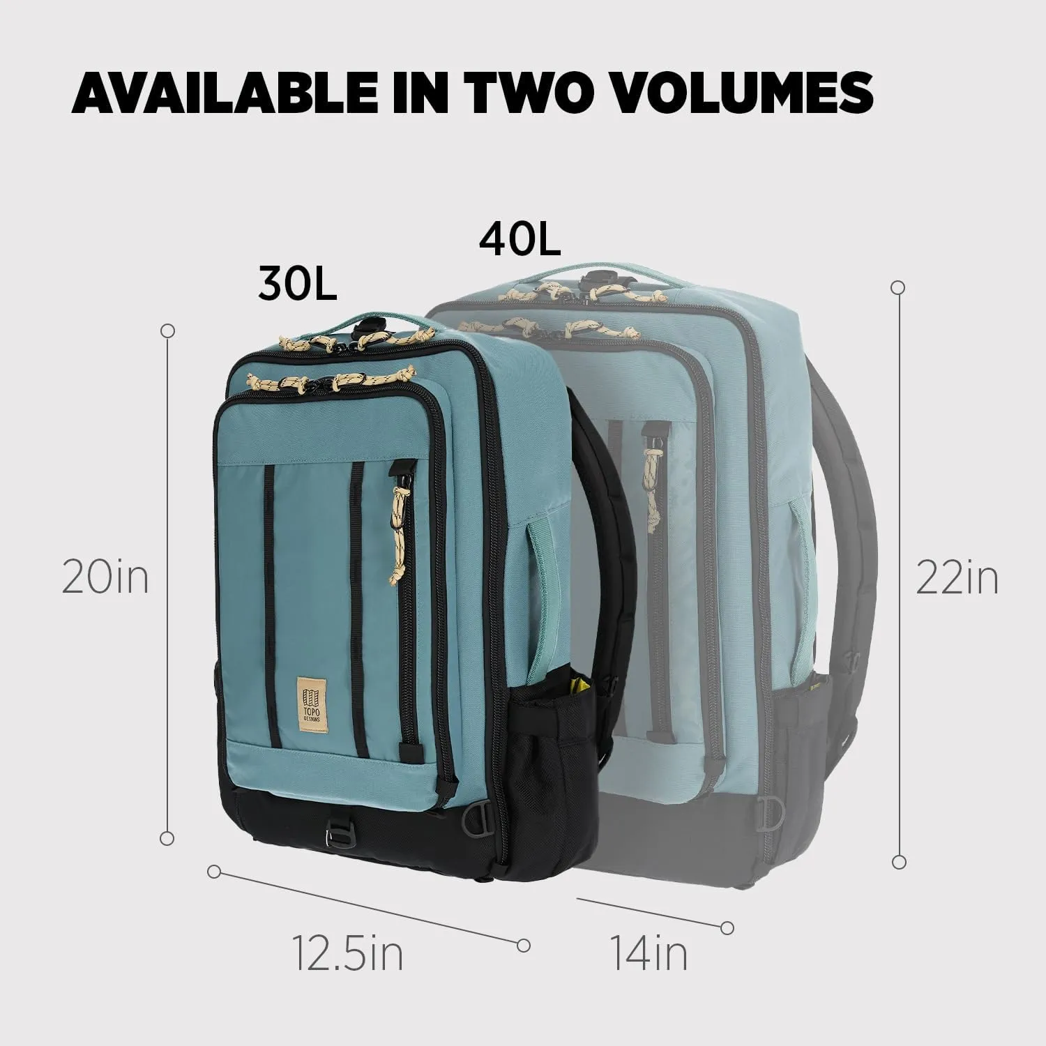 Topo Designs Global Travel Bag 30-40 Liter - Carry-on Compliant Versatile Pack, 3 Carry Options, External Laptop Sleeve (Eco-Friendly, 30L, Pine)