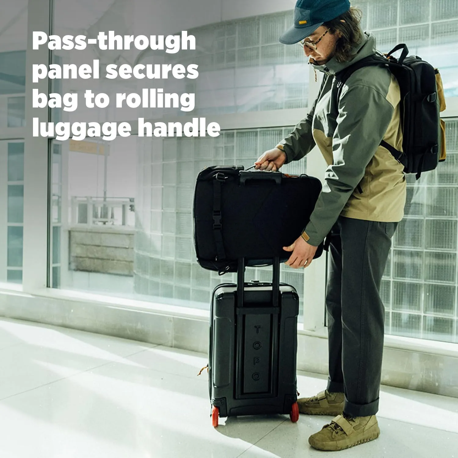 Topo Designs Global Travel Bag 30-40 Liter - Carry-on Compliant Versatile Pack, 3 Carry Options, External Laptop Sleeve (Eco-Friendly, 30L, Pine)