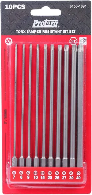 TORX Tamper Resistant Bits, Security TORX & Star Bits (T7-T40), 150mm, 10-Piece Set, High Grade S2 Steel