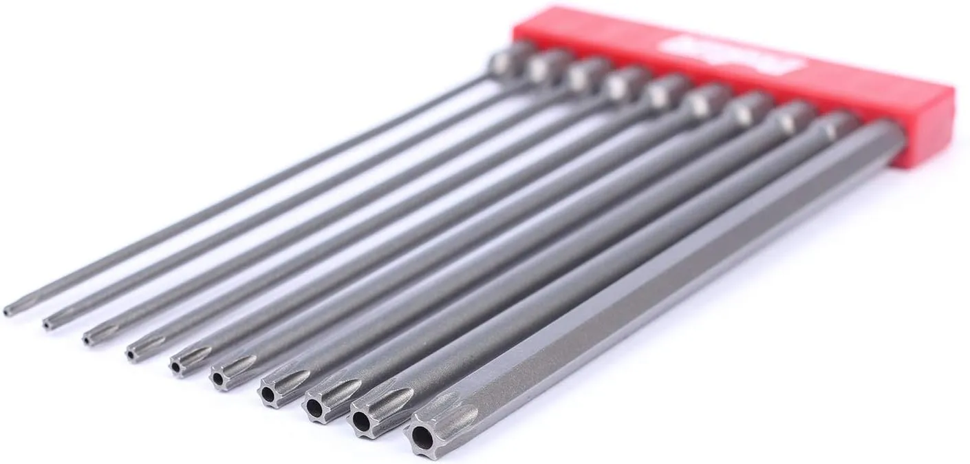 TORX Tamper Resistant Bits, Security TORX & Star Bits (T7-T40), 150mm, 10-Piece Set, High Grade S2 Steel