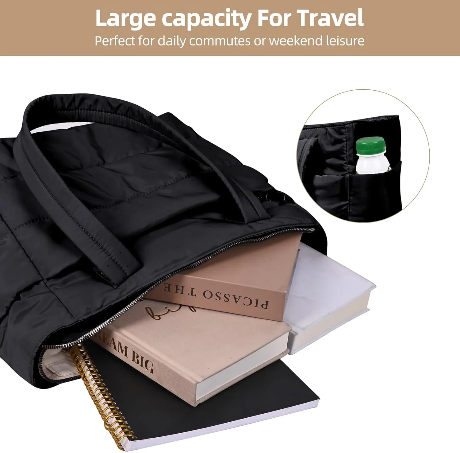 Tote Bag for Women,single shoulder handbag,with partition and zipper ladies handbag，suitable for travel,work Sport