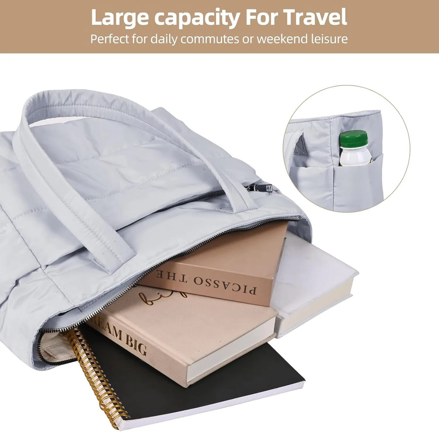 Tote Bag for Women,single shoulder handbag,with partition and zipper ladies handbag，suitable for travel,work Sport