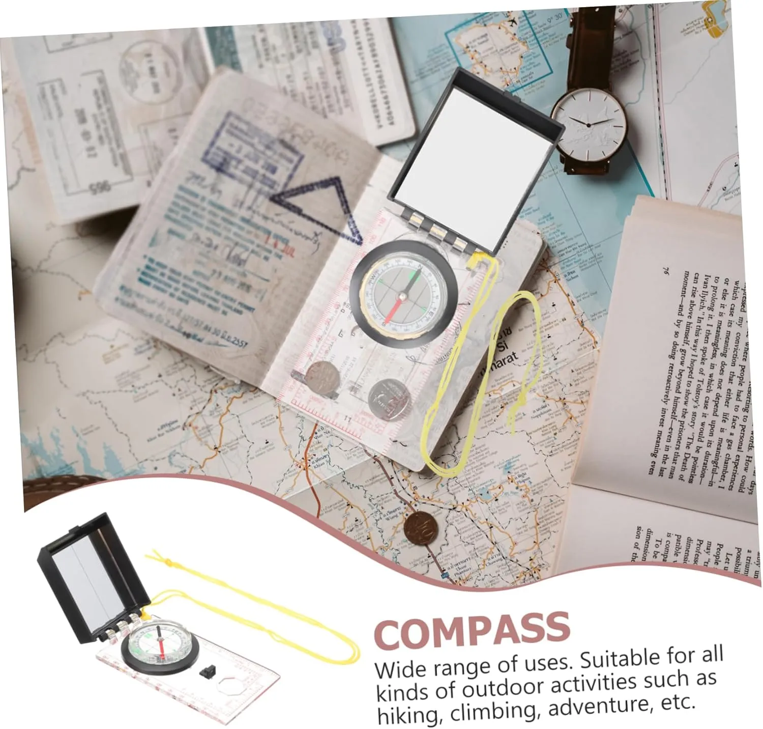 TOYANDONA Outdoor Compass Ruler Tool Durable Mapping and Surveying Instrument for Hiking Camping and Outdoor