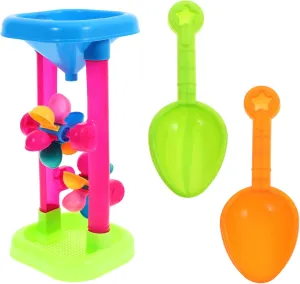 Toyvian Kids Sand Wheel Toy Flowing Sand and Water Wheel Tower Plastic Sand Toy with Spades for Children Summer Outdoor Travel Beach Toys