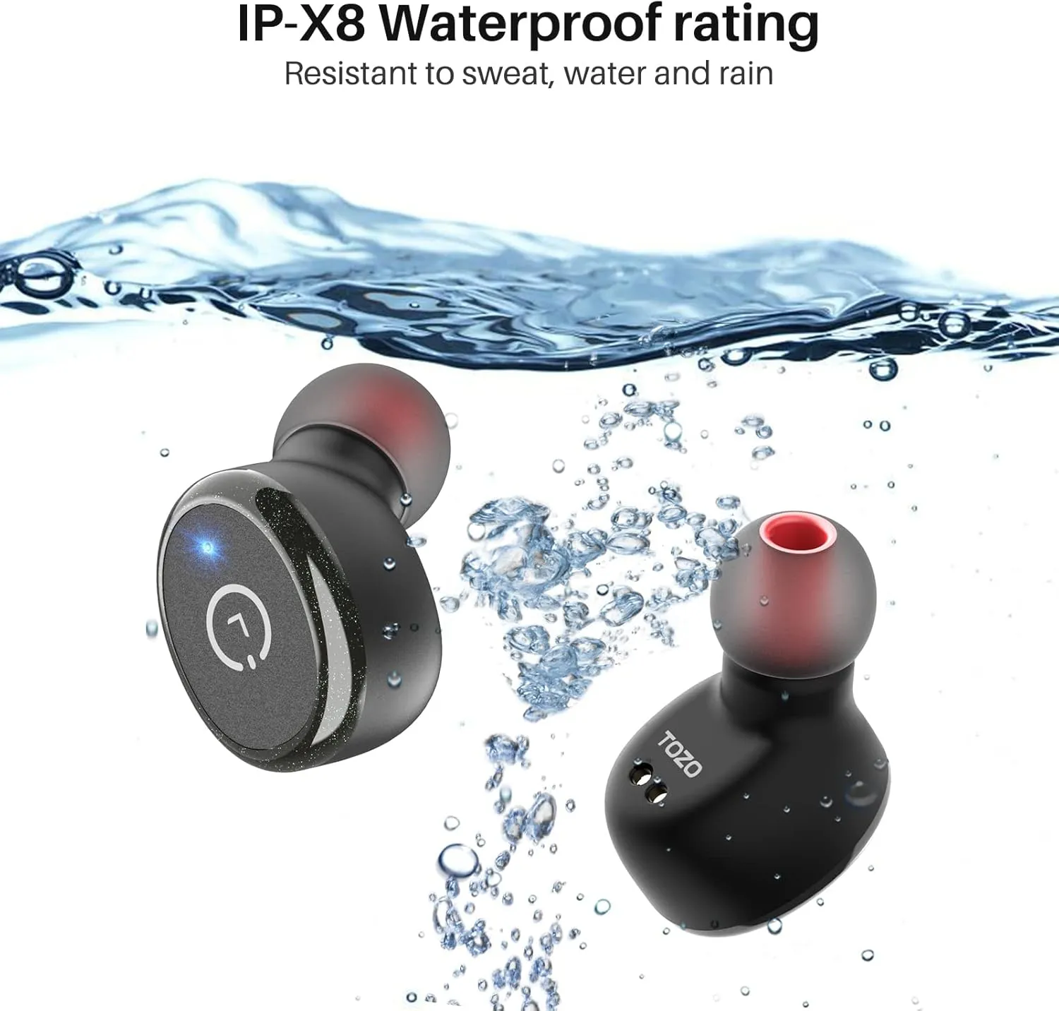 TOZO T10 True Wireless Bluetooth 5.3 Earbuds, 45H Playtime, Wireless Charging Case, IPX8 Waterproof Stereo Headphones in Ear Built in Mic Headset Premium Sound with Deep Bass, 32 Preset EQs via APP