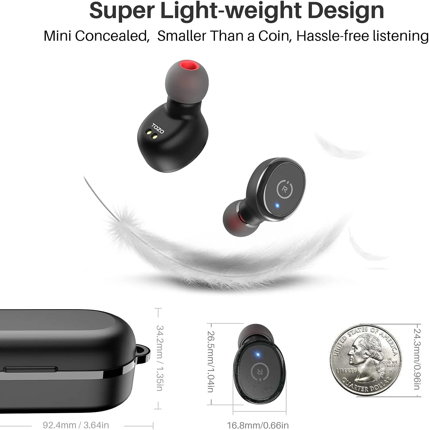 TOZO T10 True Wireless Bluetooth 5.3 Earbuds, 45H Playtime, Wireless Charging Case, IPX8 Waterproof Stereo Headphones in Ear Built in Mic Headset Premium Sound with Deep Bass, 32 Preset EQs via APP